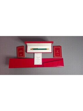 Cartier Must De Cartier Ballpoint Pen  Green Malachite 404  in Box with Papers